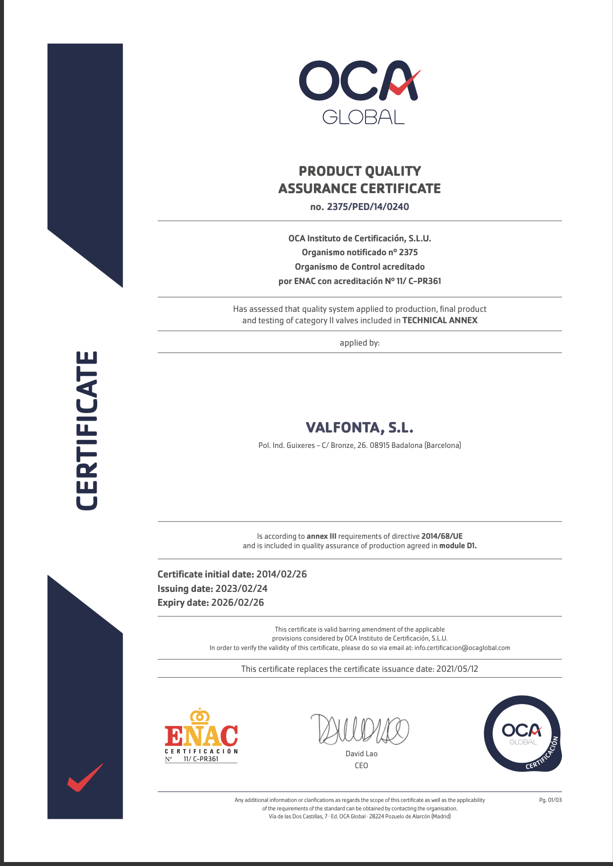 Certificado 2023 ENG - Valfonta