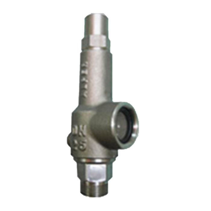 ALPER double-regulation atmospheric valve with 90° piped discharge and protective mesh